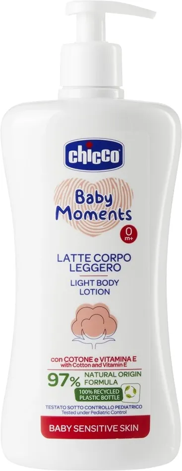 Creme Corporal para Bebê Chicco Baby Moments Pele Sensível 500mL