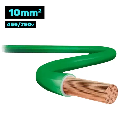 Cabo Flexsil 450/750V 1*10MM 100M Verde