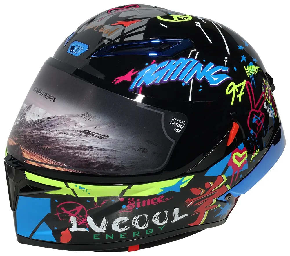 Capacete de Moto LV Cool Helmets P7 - Tamanho L (59-60) Reto para Estudante