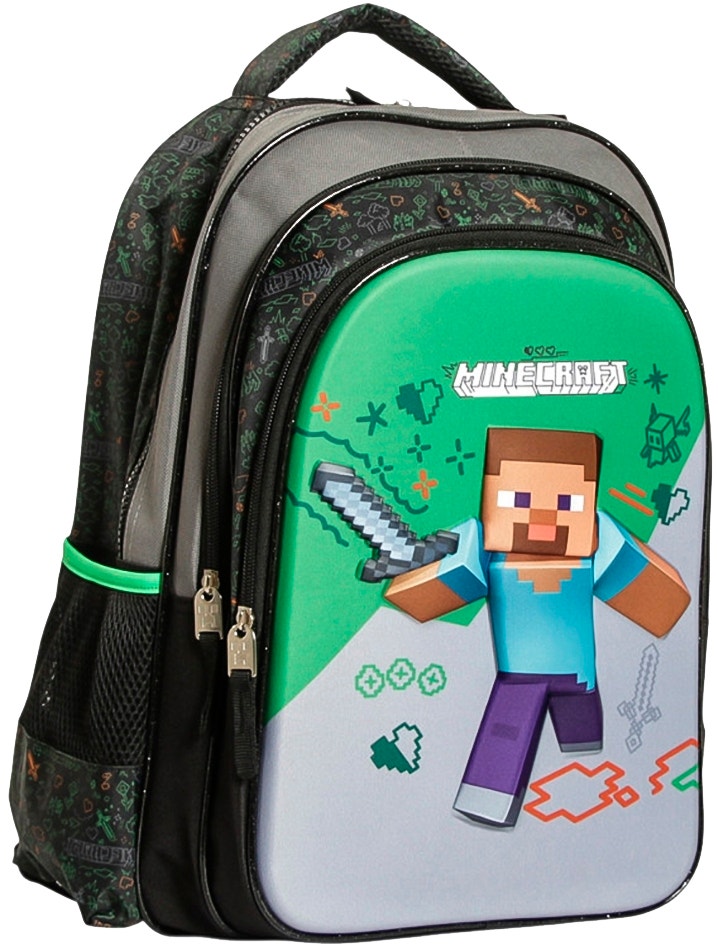 Mochila Escolar Minecraft M34-220396 (Preto/Verde)