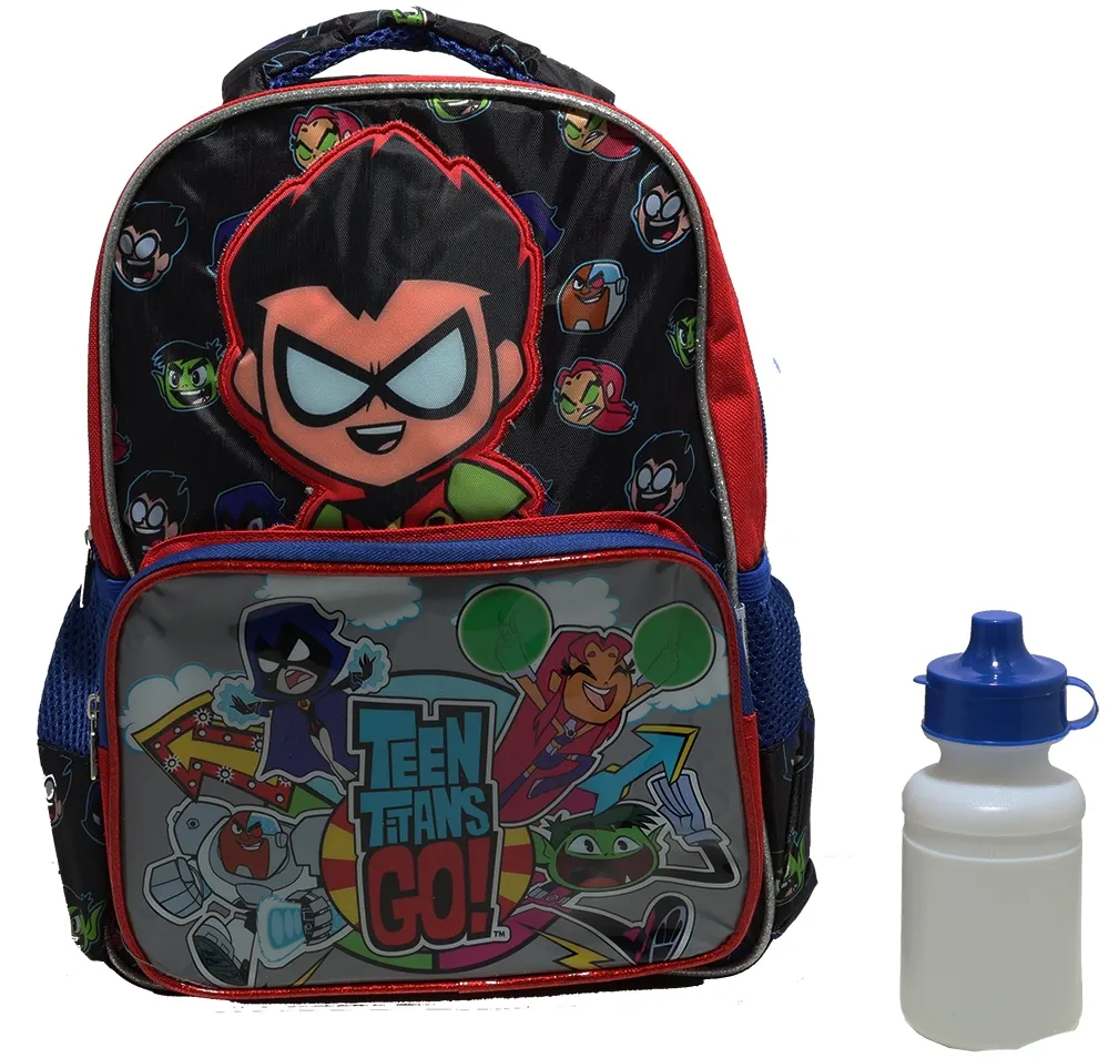 Mochila Teen Titan Go+Garrafa 061-220108 Preto/Vermelho/Azul