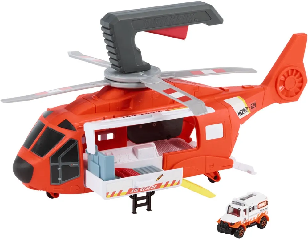 Brinquedo Helicóptero de Resgate Ação Motoristas Matchbox Mattel - HXM74
