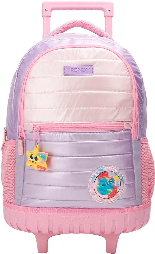 Mochila com Rodas Trendy 28030 - Rosa/Lilás