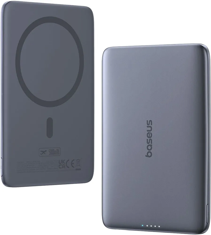 Carregador Portátil Baseus PicoGo Qi2 5000mAh 20W - Powerbank Magnética Cinza Espacial
