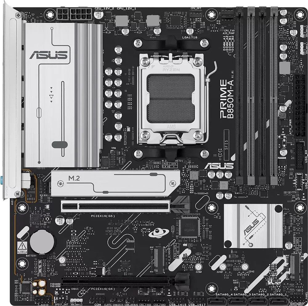 Placa-mãe Asus Prime B850M-A AM5/USB-A/4xDDR5/PCI-E/HDMI/DP