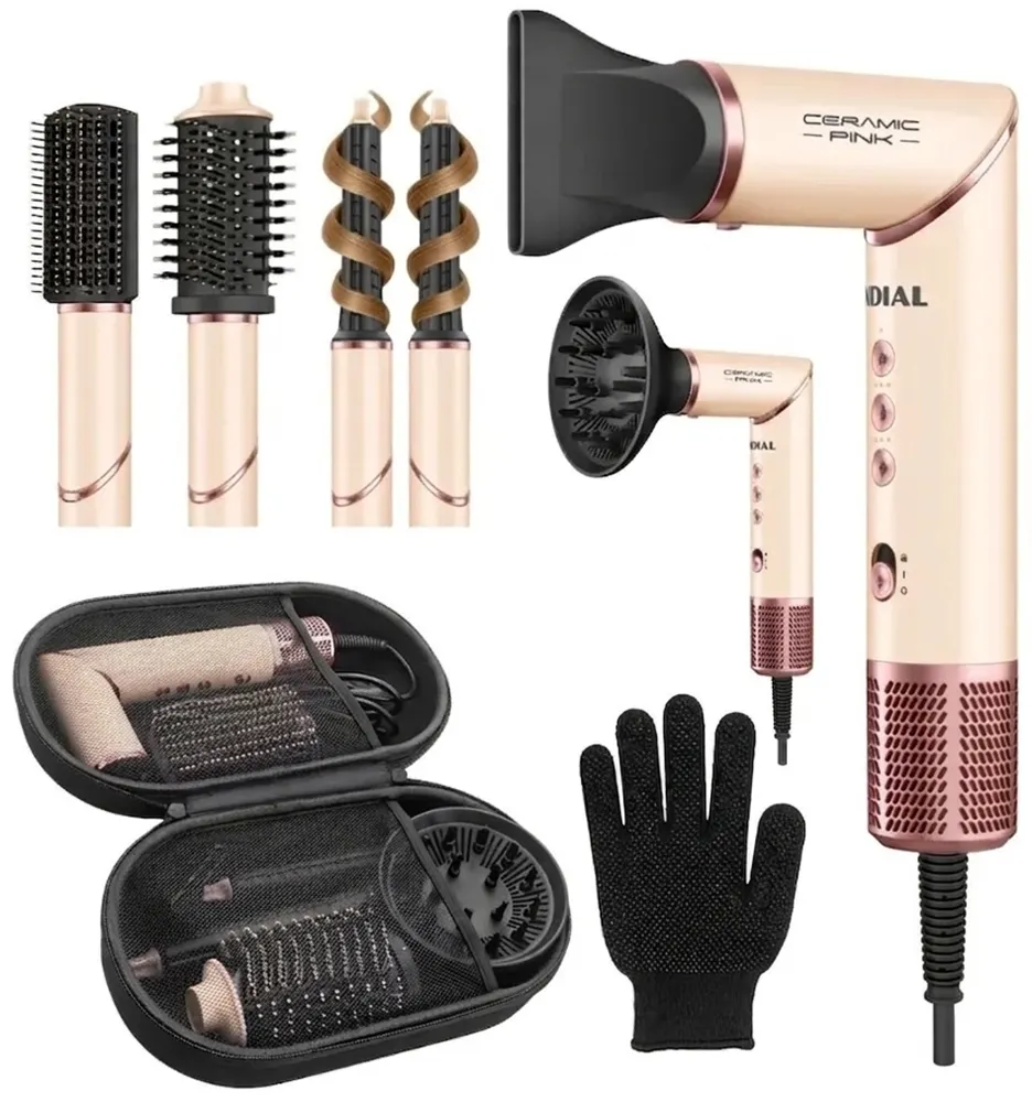 Secador de Cabelo Mondial SM-01-BLDC-CP Multifuncional 5 em 1 1500W 220V/60Hz Cerâmico Rosa