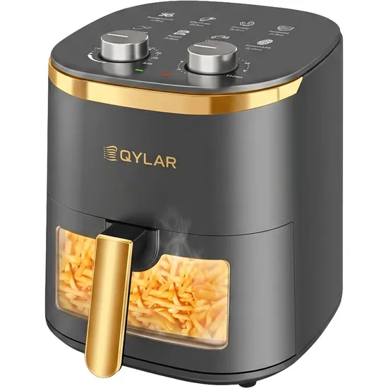 Fritadeira Elétrica Air Fryer Qylar Frylux QY-0612 - 1400W - 6L - 220V 50/60HZ - Dourado