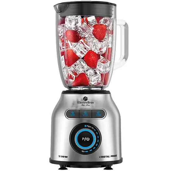 Liquidificador Electrobras Cristal Prime EBL-10 1200 Watts 1,8 Litros 8 Velocidades + Pulsar 220V ~ 50/60 Hz - Preto/Prata