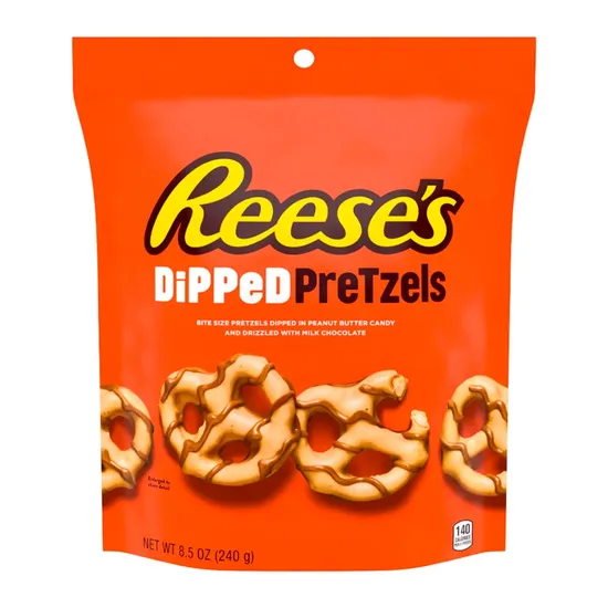 Pacote 240G de Pretzels Hersheys Reeses com Cobertura de Chocolate Branco