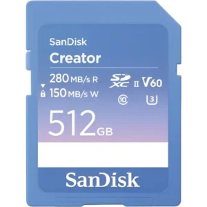 Cartão de Memória SD Sandisk Creator 280-150 MB/s UHS-II U3 V60 6K 512 GB (SDSDXEP-512G-GNCIS)
