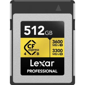 Cartão de Memória Cfexpress 4.0 Lexar Professional Gold Tipo B 3600-3300 MB/s 512 GB (LCXEXP4512G-Rneng)