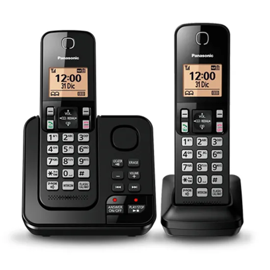Telefone Sem Fio Panasonic KXTGC362LAB 2 Bases Preto - Bateria