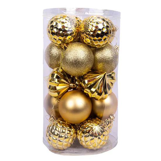 Bola de Natal com 21 Peças de 8 CM Dourado