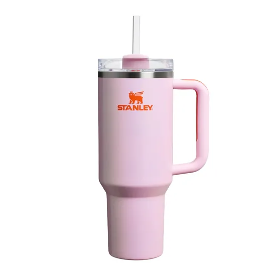 Copo Térmico Stanley The Flowstate Quencher H2.0 Tumbler 10-10825-502 - 1.18L - com Canudo - Rosa Pétala Brilhante