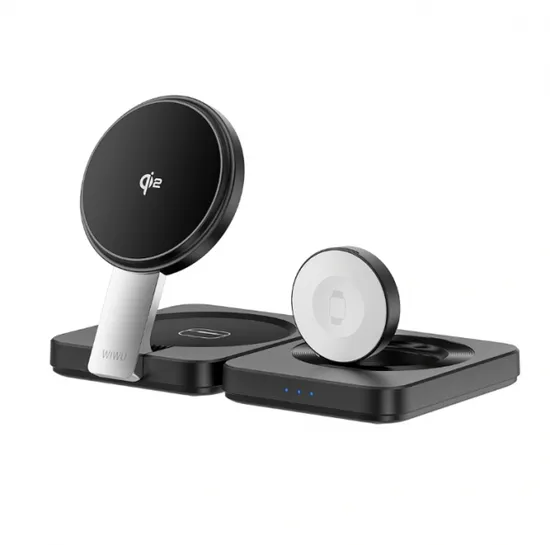 Carregador Wiwu WI-W028 QI2, 3 Em 1, Dobrável, 15W 3A, Sem Fio - Preto