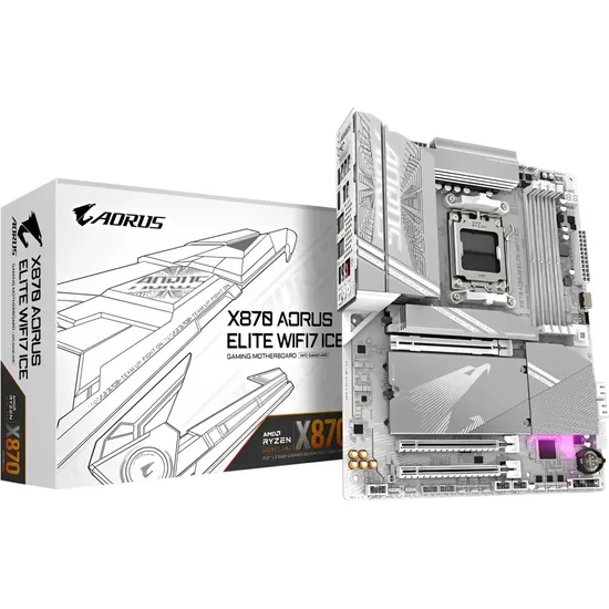 Placa-Mãe Gigabyte X870 Aorus Elite Wi-Fi 7 Ice AM5 DDR5 ATX