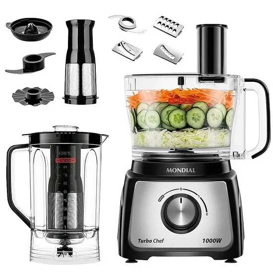 Multiprocessador Mondial MPN-01-BF 9 Em 1 Turbo Chef 1000 W 110V Preto e Cinza