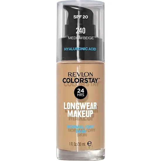 Base Líquida Revlon Colorstay Ácido Hialurônico FPS 20 240 Bege Médio - 30ML