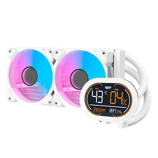 Cooler para Processador Darkflash DH240D Argb - Branco (com Painel Monitor)