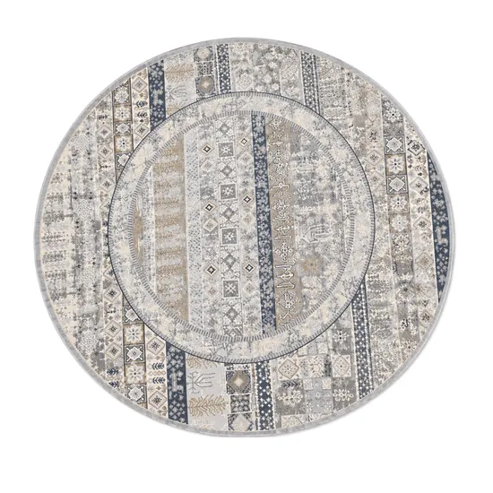 Tapete Turco Redondo de Seda Azul Borego 150 X 150 CM