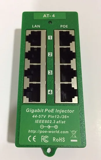 Injetor PoE 4 Portas ZQ Ativo Gigabit (AT-4GIGABIT) GAT-4