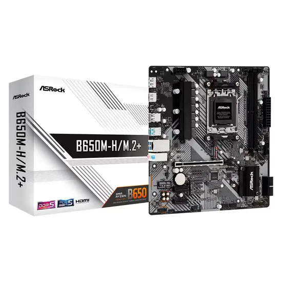 Placa Mãe Asrock B650M-H/M.2+ 2XDDR5 Soquete AM5 Chipset AMD B650 Micro ATX