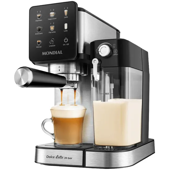 Cafeteira Elétrica Mondial Espresso Dolce Latte C-28-Ecl - 1350W - 1L - 110V/60Hz - Preto e Inox