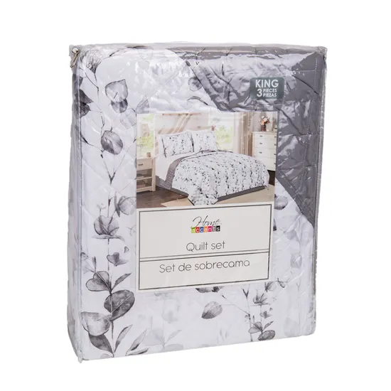 Jogo de Colcha Home Accents King Estampado Branco 3 Peças