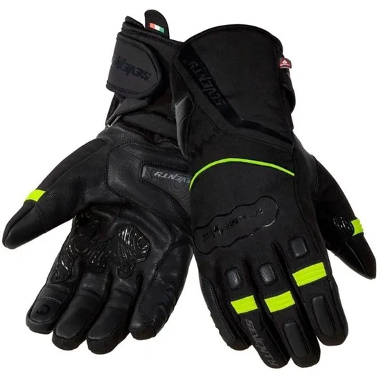 Luva para Motociclista Seventy Degrees SD-T7 Gobi - Masculino - Tamanho GG - Preto/Amarelo Flúor