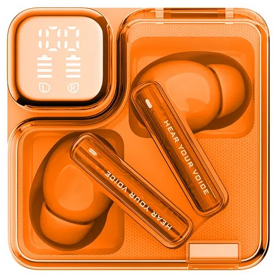 Fone de Ouvido Sem Fio QCY Melobuds Neo BH24QT31A com Estojo de Carregamento na Cor Laranja