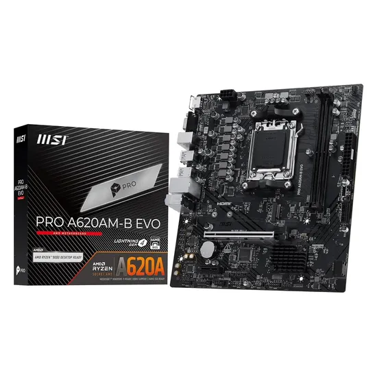 Placa-mãe MSI Pro A620A-M-B Evo DDR5 Soquete AM5 Chipset A620A Micro ATX