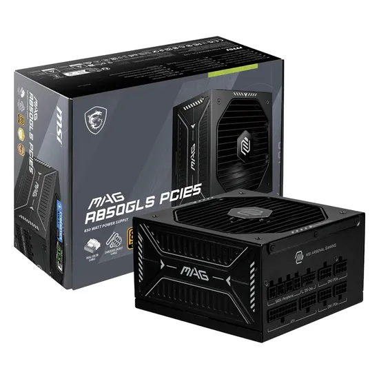 Fonte MSI MPG A850GLS PCIE5 ATX 850W 80 Plus Gold PFC Ativo Fully Modular - 306-7ZPIY23-CE0