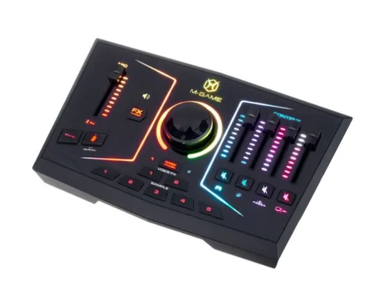 Interface de Streaming USB Dupla RGB M-Game com Iluminação LED RGB, Efeitos de Voz e Sampler