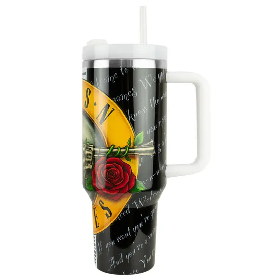 Copo Térmico Weedoo Guns N' Roses - 1.2L - com Canudo - Logo Preto