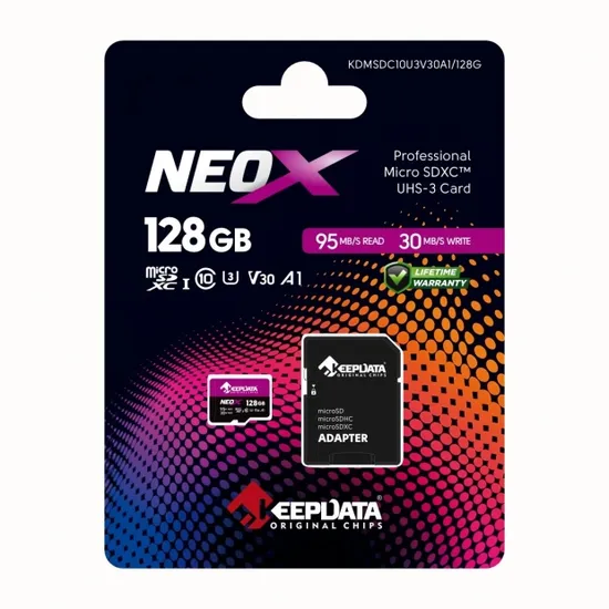 Cartão MicroSD 128GB Keepdata Neox V30 A1 C10 KDMSDC10U3V30A1 /128