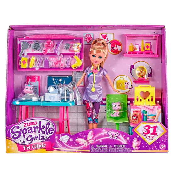 Jogo de Veterinária Sparkle Girls c/ 31 Peças
