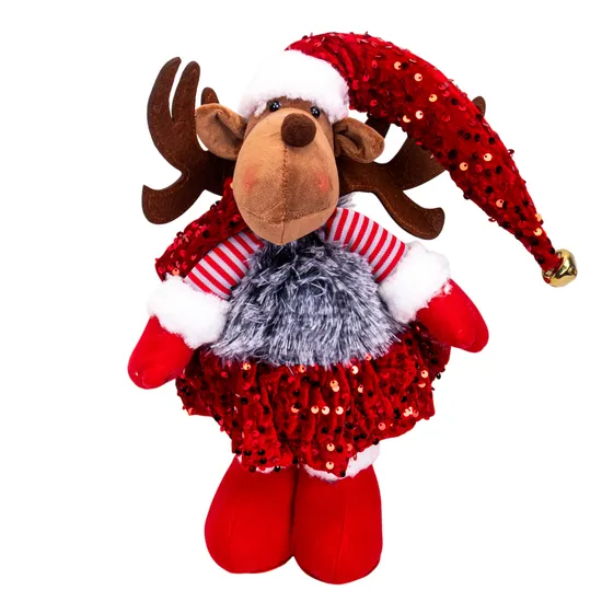 Boneco de Natal de Rena com Lantejoulas 38 CM