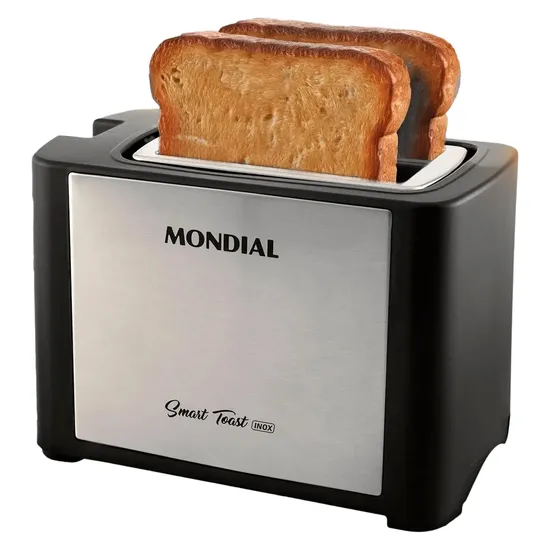 Torradeira Elétrica Mondial Smart Tost Inox T-13 - 800W - 2 Fatias - 220V - Preto