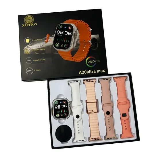 Relógio Smart A20 Ultra Max com Chip/Câmera - 4 Pulseiras