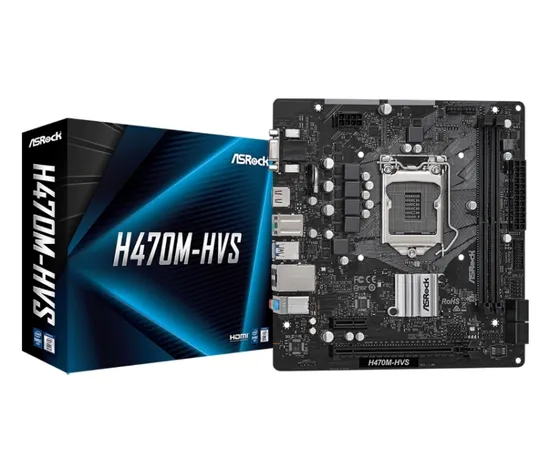 Placa-mãe Asrock H470M-HVS/ Socket LGA 1200/ VGA/ Chipset Intel H470/ Micro ATX/ DDR4