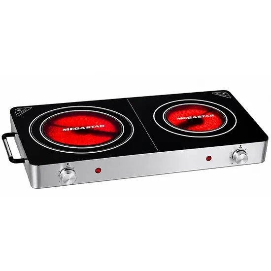 Fogareiro Elétrico Infravermelho Megastar ER584 3.000 Watts 220 - 240 V ~ 50/60 HZ - Prata/Preto