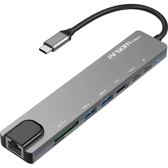 Hub USB-C Argom 8 Em 1 - Cinza (ARG-UB-0093)