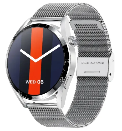 Relógio Smartwatch Tec GT3 Pro NFC / Anatel - Prata Mesh