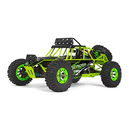 Automodelo Carro Elétrico Wltoys 12427 - Escala 1/12 - 50KM/H - Recarregável - com Controle - Preto e Verde