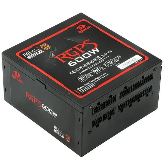 Fonte de alimentação para PC Redragon RGPS-600W (GC-PS003) 600 Watts 80 Plus - Preta