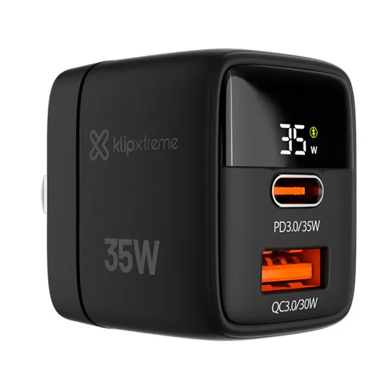 Carregador de Parede Klip Xtreme Powerwall 35W KMC-250 USB-C/USB-A - Preto