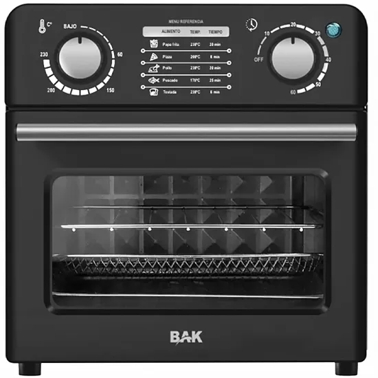 Fritadeira Elétrica BAK Air Fryer Oven BK-AO10L-220 1000 Watts 10 Litros 220 ~ 50/60 HZ - Preta/Prata