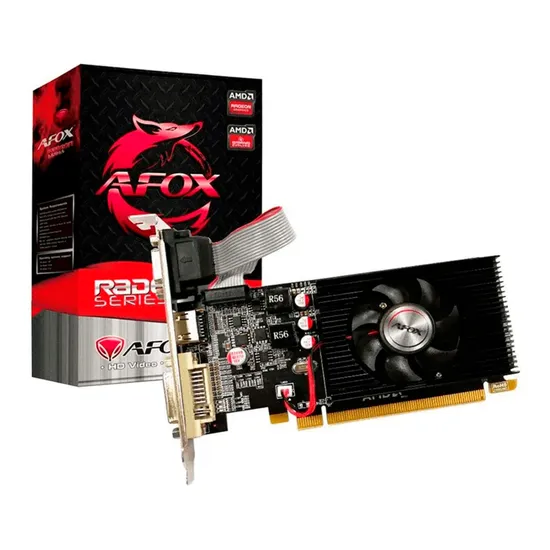 Placa de vídeo Afox 2GB AMD Radeon R5 230 GDDR3 AFR5230-2048D3L9 64 BITS 625MHZ HDMI, DVI, VGA (D-Sub), perfil baixo