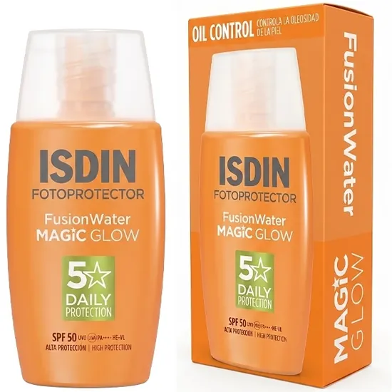 Protetor Solar Facial Isdin Fusion Water Magic Glow FPS 50 50 ML