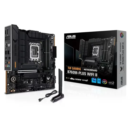 Placa Mãe Asus Tuf Gaming B760M Plus Wifi II Soquete LGA 1700 Chipset Intel B760 DDR5 Micro ATX